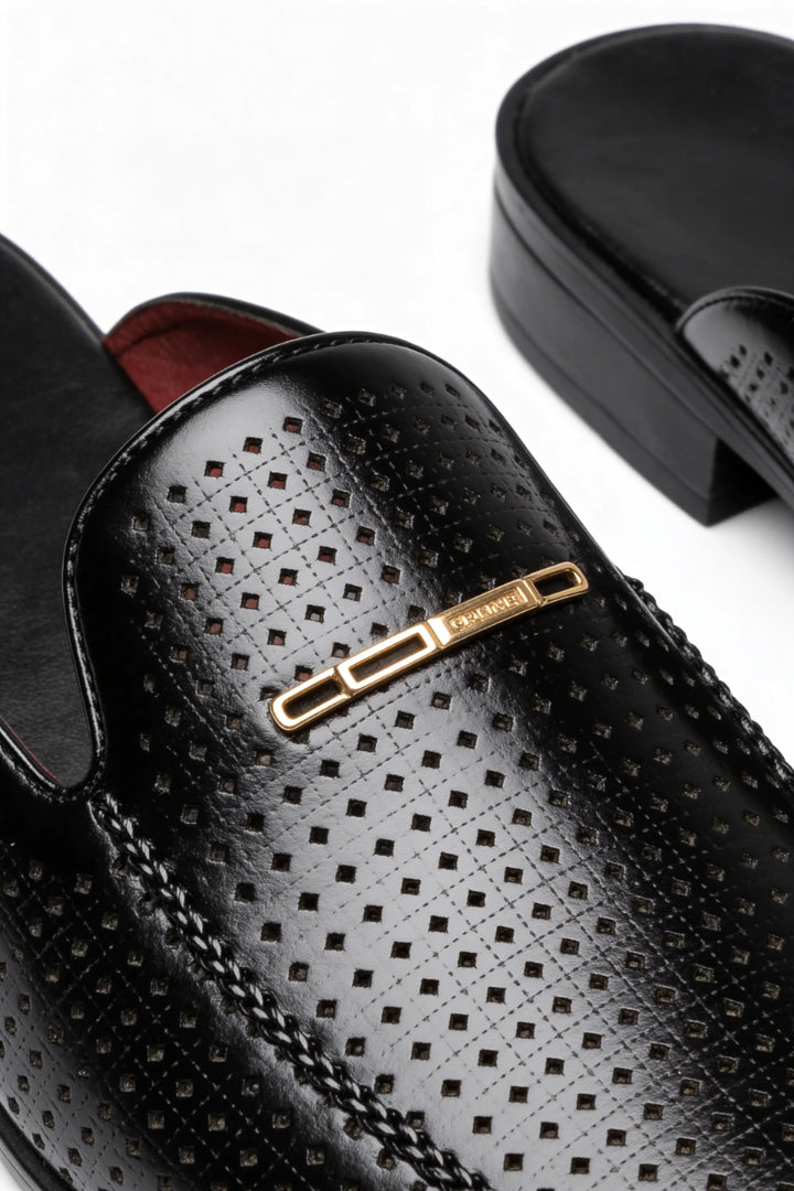 Cornelius | Men's Orthopedic Comfort Slip-On Anson Perforated Loafer Mule - Black — 3