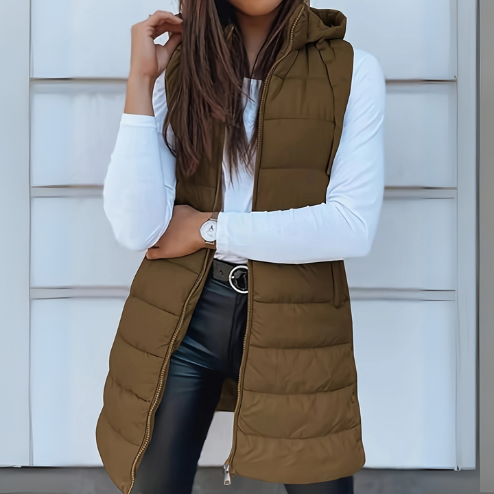 Corvalesse | Women's Longline Hooded Puffer Vest — 2