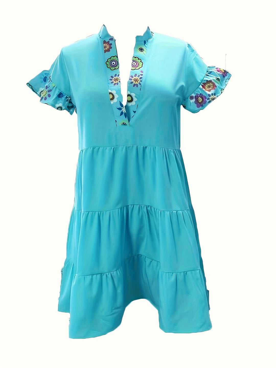 Lightweight flare dress for women styled for warm sunny days, plain background