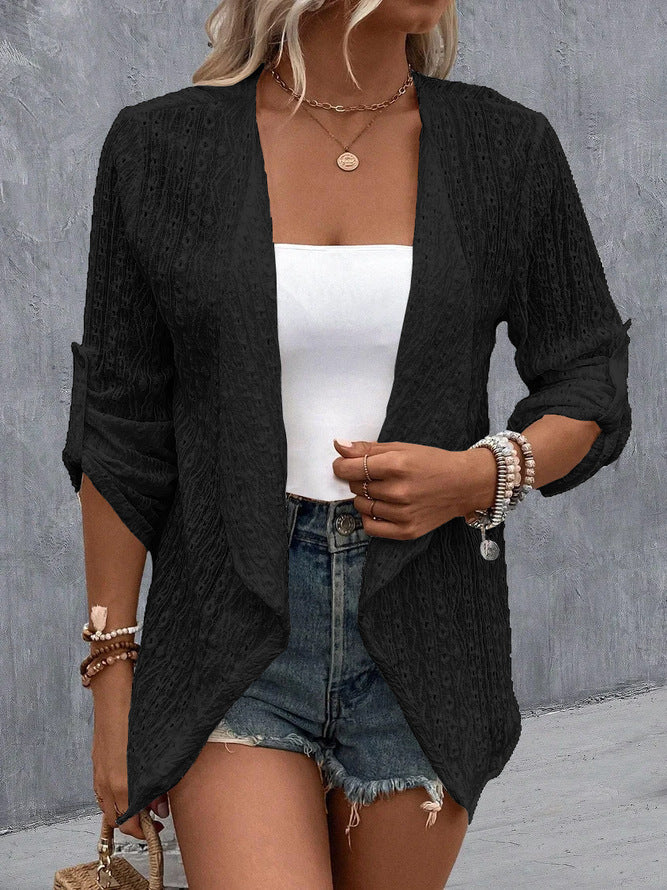 Dahlstine | Women's Cozy Open Front Lightweight Knit Cardigan Sweaters — Black