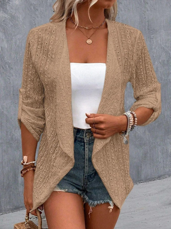 Dahlstine | Women's Cozy Open Front Lightweight Knit Cardigan Sweaters — Khaki