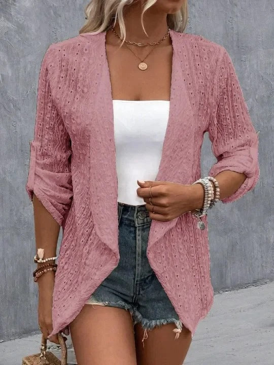 Dahlstine | Women's Cozy Open Front Lightweight Knit Cardigan Sweaters — Pink