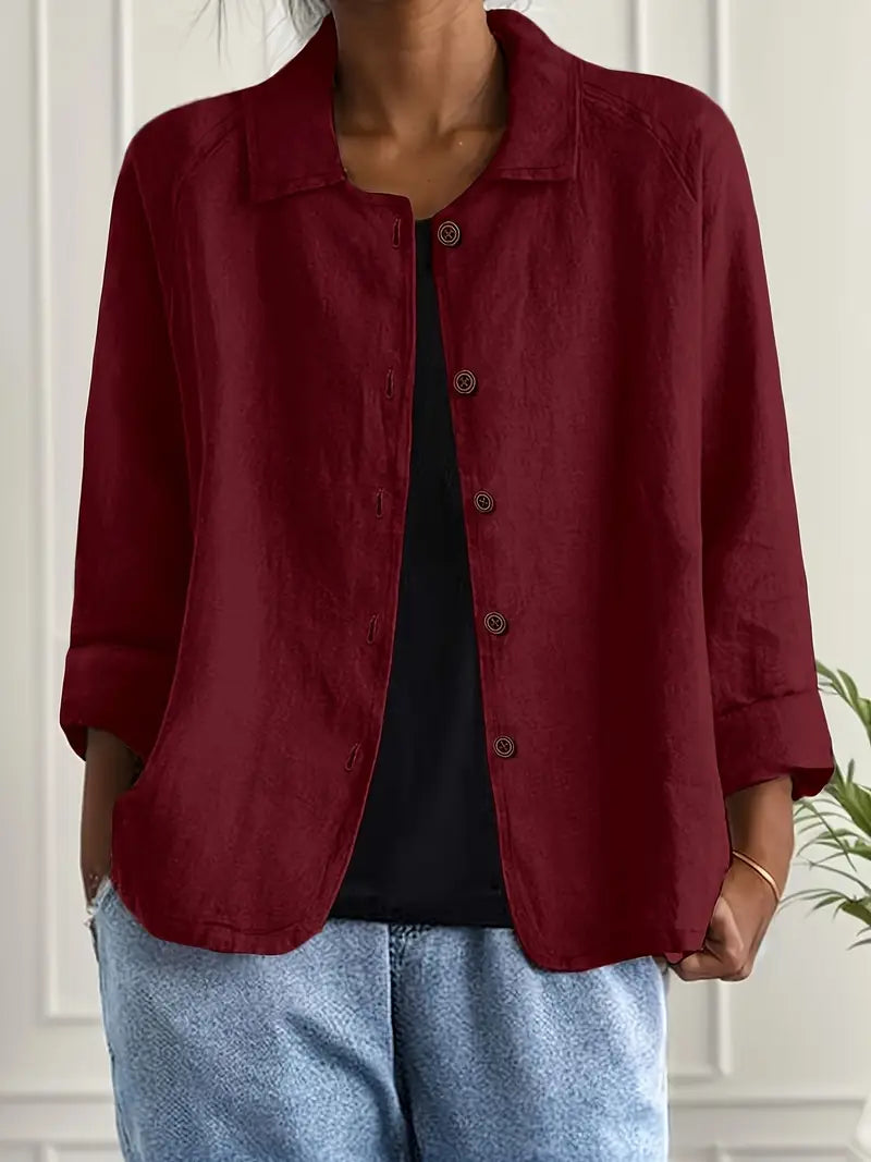 Soft women’s top shown on a clean background with a relaxed flattering shape.