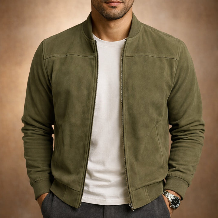 Deliaria | Women's Suede Bomber Jacket — Green