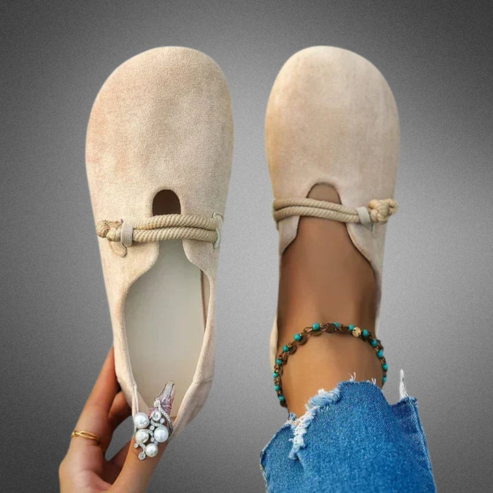 Delnia | Women's Orthopedic Comfort Slip-On Classic Loafers with Round Toe — Beige
