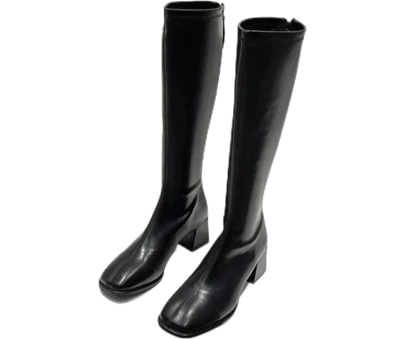 Delthora | Women's Faux Leather Plush-Lined Knee High Boots
