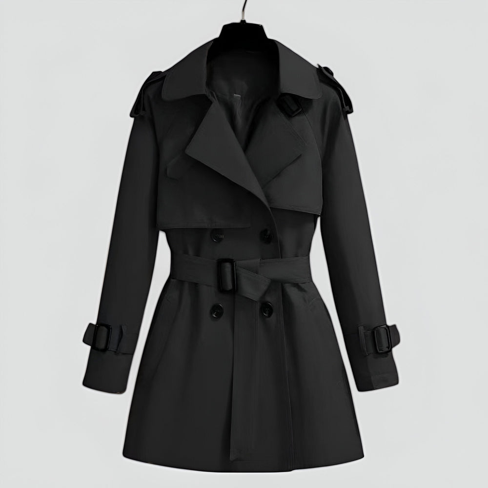 Delthynn | Women's Double-Breasted Trench Coat with Belted Waist — 2