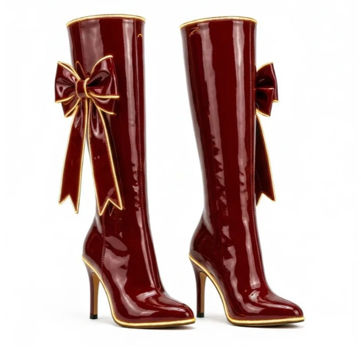 Dorananne | Women's Bow Knee-High Heeled Boots — 2