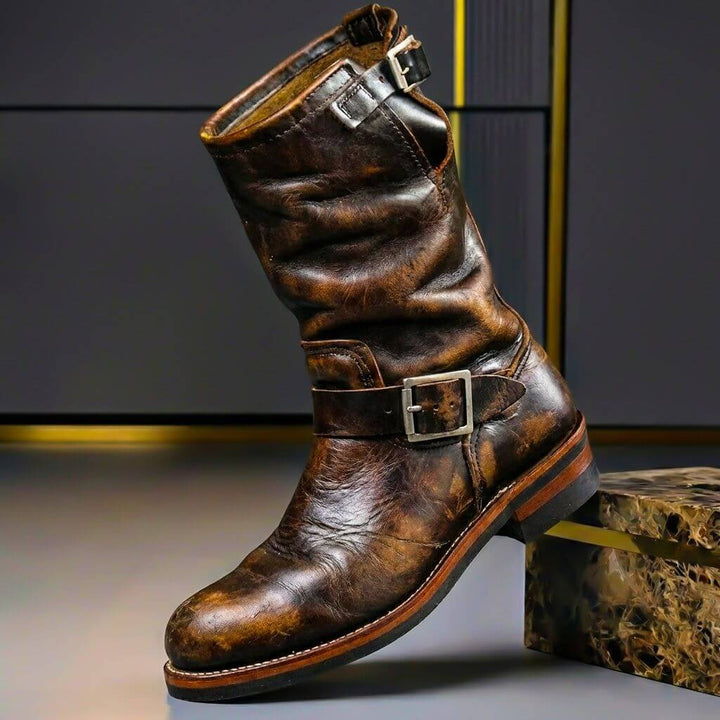Doribelle | Women's Vintage Aged Leather Buckle Boots