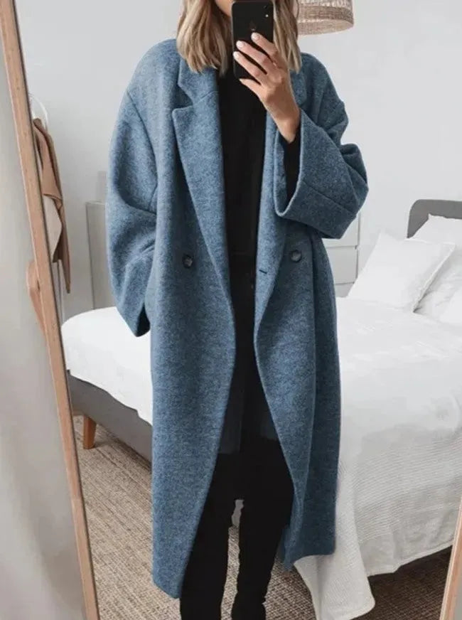 Dorinova | Women's Longline Overcoat – Double-Breasted Wool Coat — 2