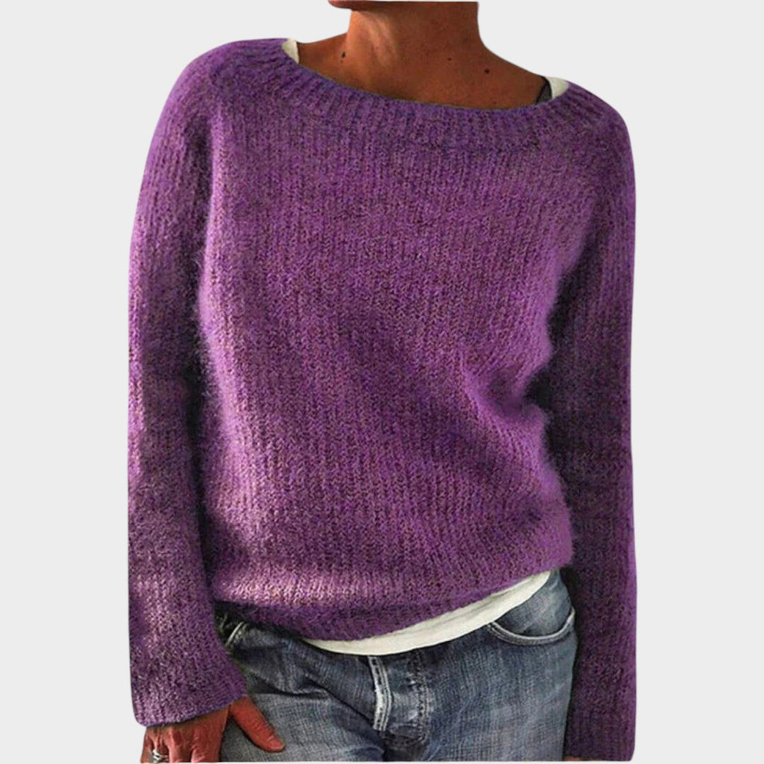 Dorisia | Women's Cozy Cashmere Sweater Soft Textured Design — Purple