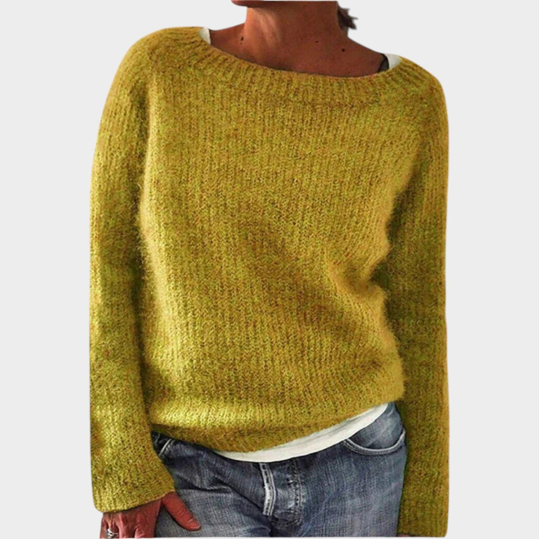 Dorisia | Women's Cozy Cashmere Sweater Soft Textured Design — Yellow