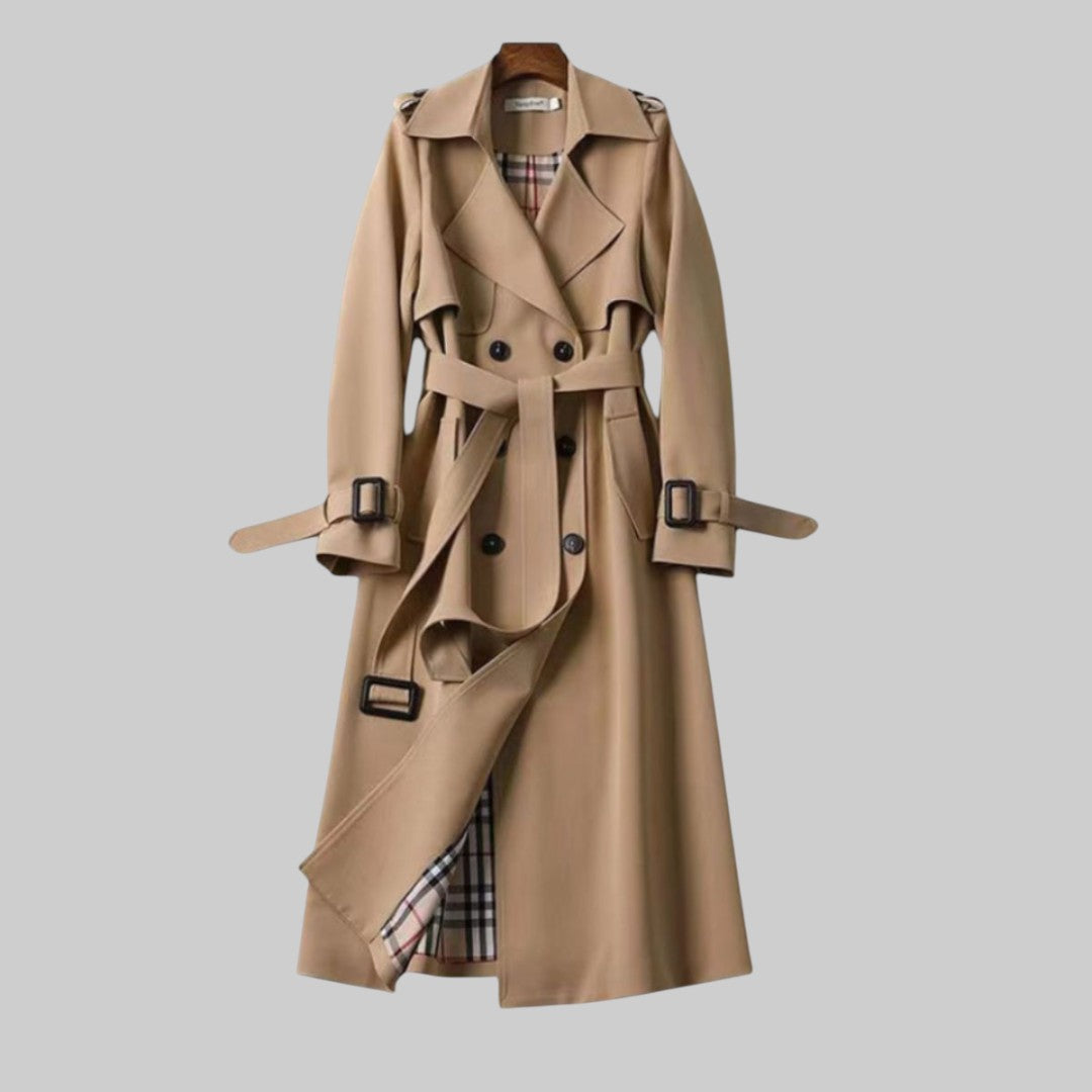 Dovelora | Women's Double Breasted Long Trench Coat — Beige