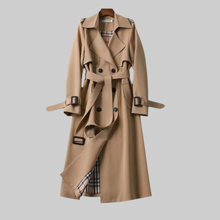 Dovelora | Women's Double Breasted Long Trench Coat — Beige