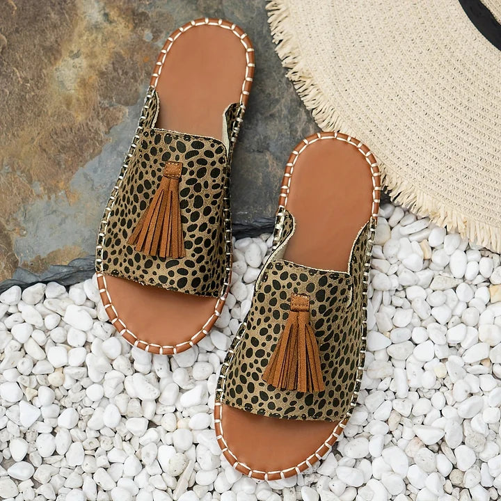 Colorful casual slip-on sandals designed for simple summer outfits.