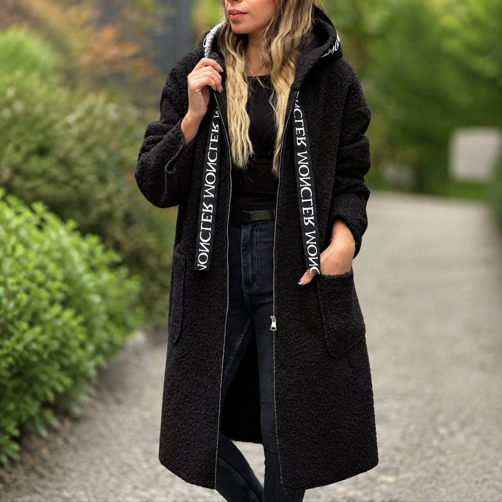 Eirline | Women's Coat Hooded Long — Black