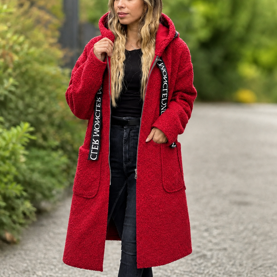 Eirline | Women's Coat Hooded Long — Red