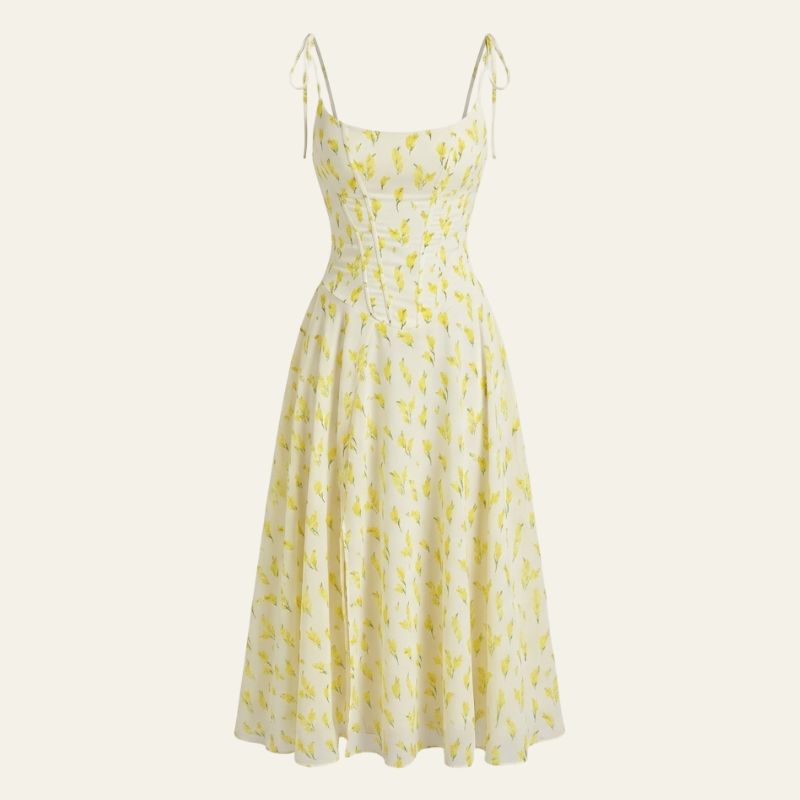Eleanor | Women's Wedding Guest Elegant The Amalfi Floral Print Midi Dress Dresses — 1