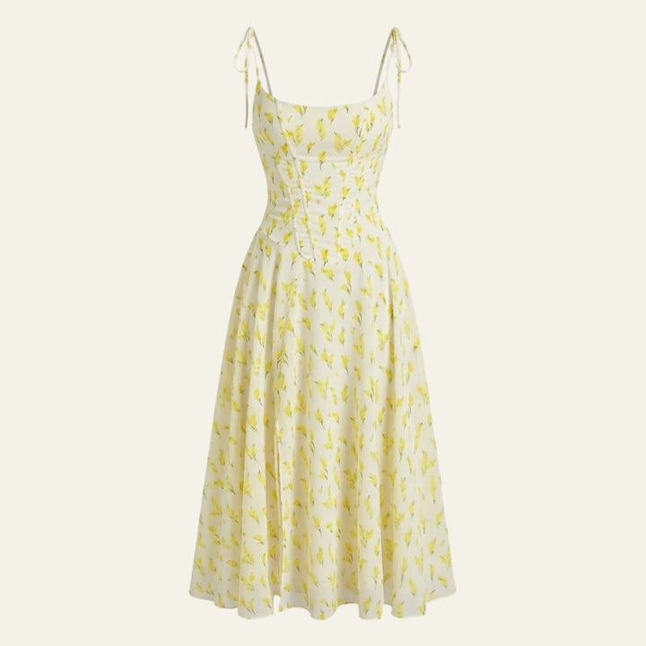 Eleanor | Women's Wedding Guest Elegant The Amalfi Floral Print Midi Dress Dresses — 1