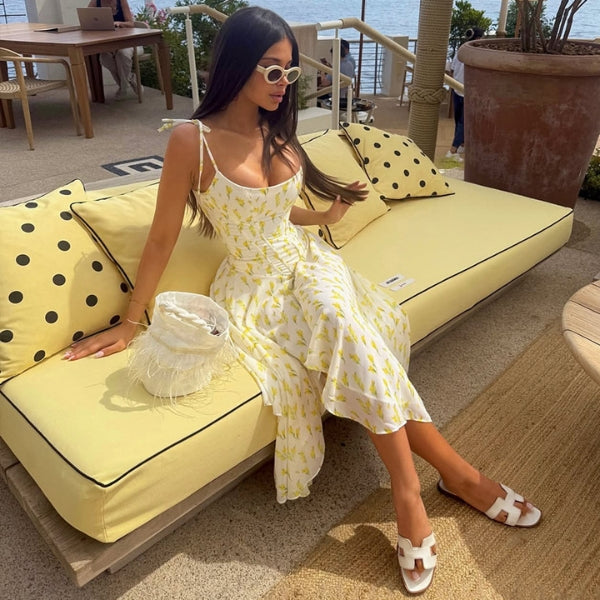 Eleanor | Women's Wedding Guest Elegant The Amalfi Floral Print Midi Dress Dresses — 3