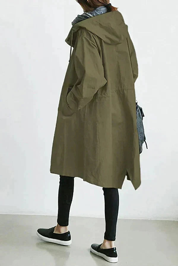 Elooura | Women's Stylish Trench Coat — Army Green