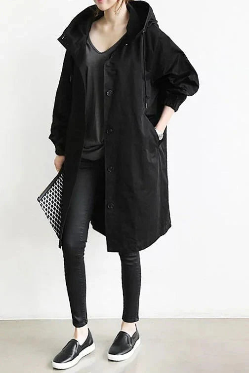 Elooura | Women's Stylish Trench Coat — Black