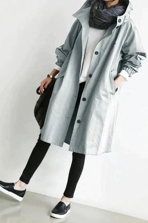 Elooura | Women's Stylish Trench Coat — Gray