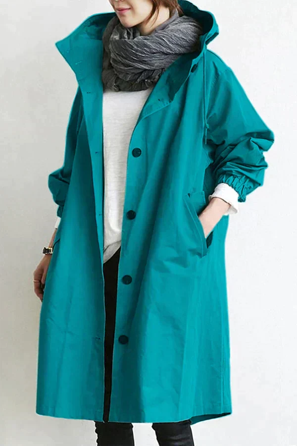 Elooura | Women's Stylish Trench Coat — Light Blue