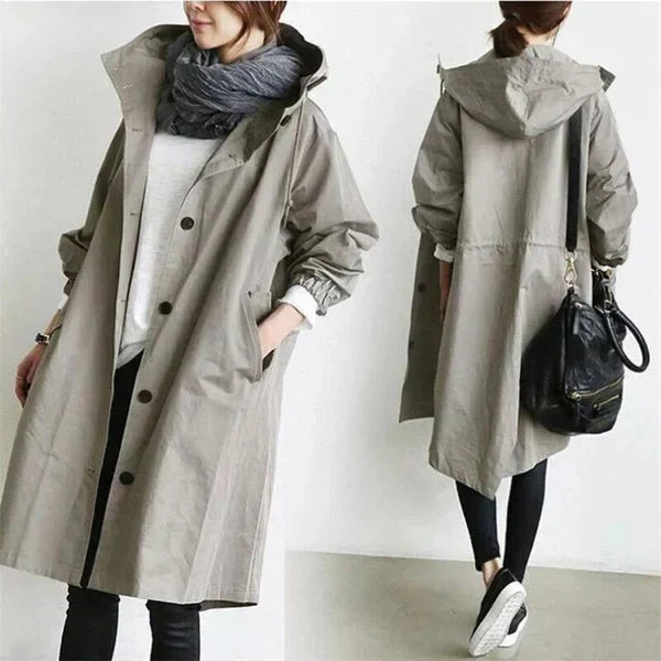 Elooura | Women's Stylish Trench Coat — Light Gray