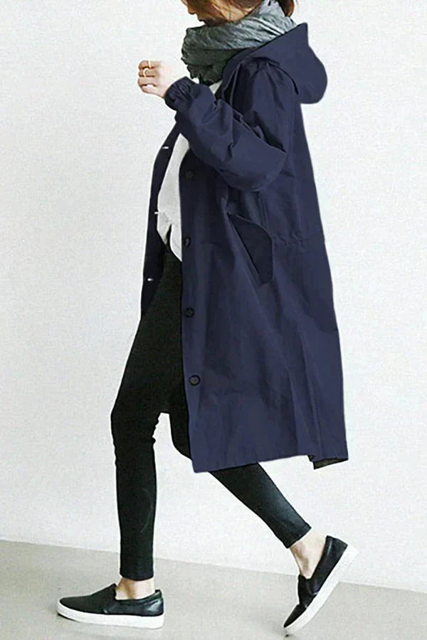 Elooura | Women's Stylish Trench Coat — Navy Blue
