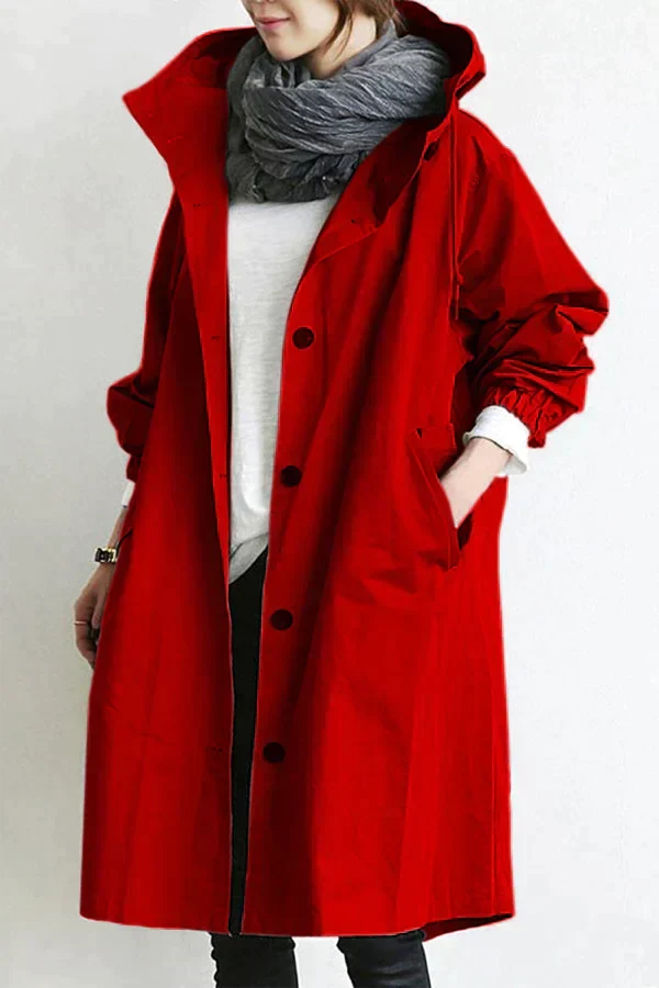 Elooura | Women's Stylish Trench Coat — Red