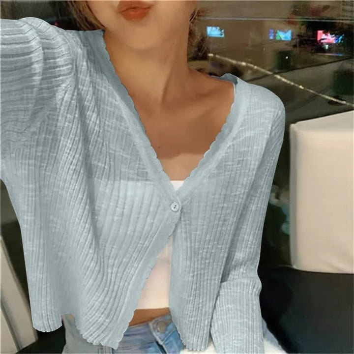 Elophine | Women's Cozy Lightweight Knit Cardigan Sweaters — Blue