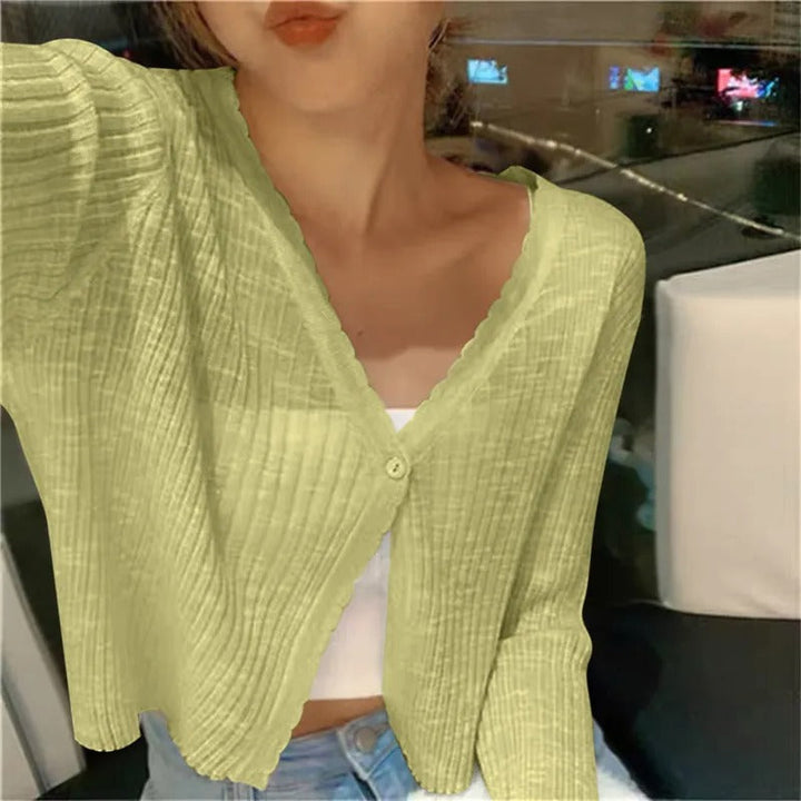 Elophine | Women's Cozy Lightweight Knit Cardigan Sweaters — Green