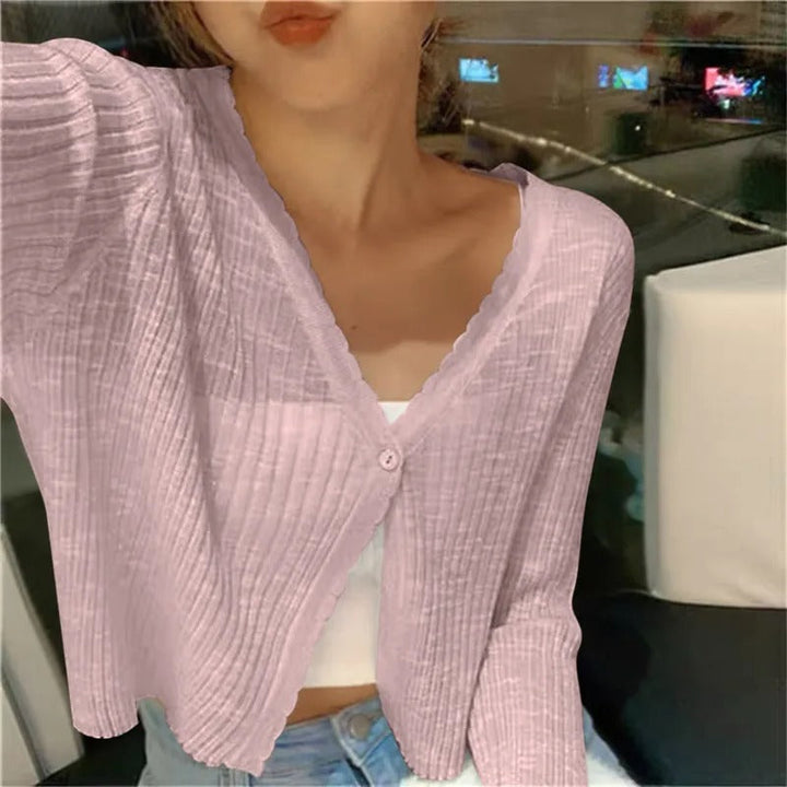 Elophine | Women's Cozy Lightweight Knit Cardigan Sweaters — Pink