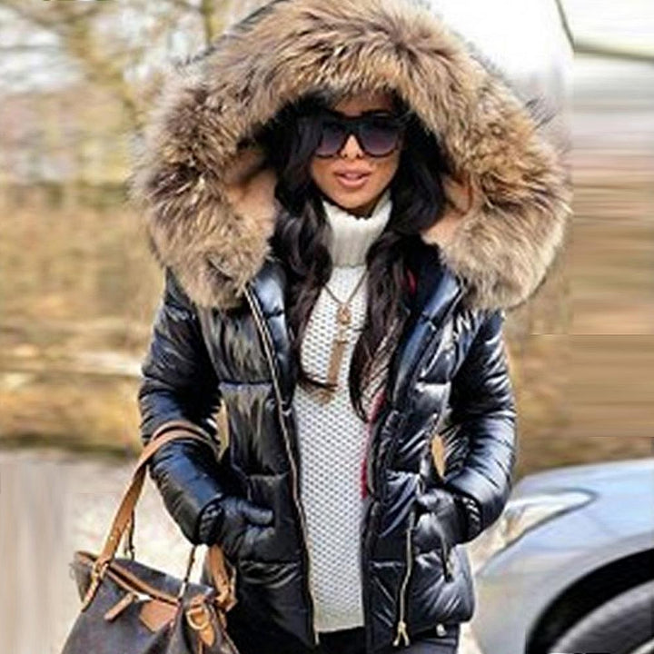 Elowara | Women's Hooded puff Coat – Faux Fur Trim Insulated Jacket — 1