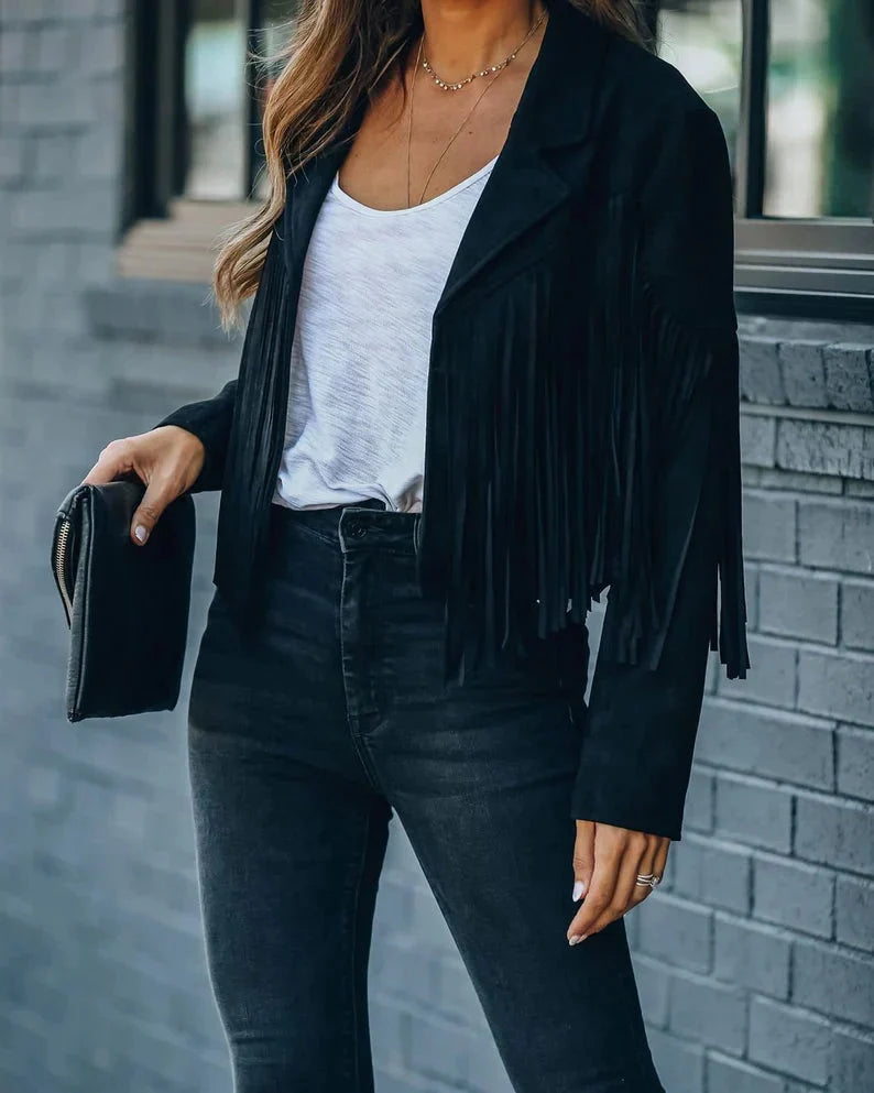 Elowiel | Women's Fringe Jacket — Black