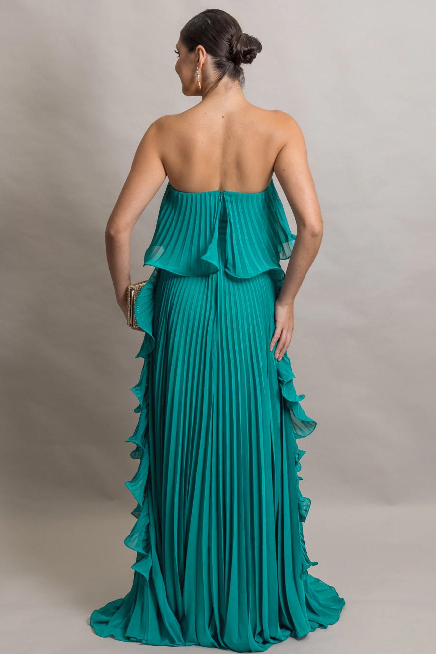 Elyreth — Off-Shoulder Pleated Frill Maxi