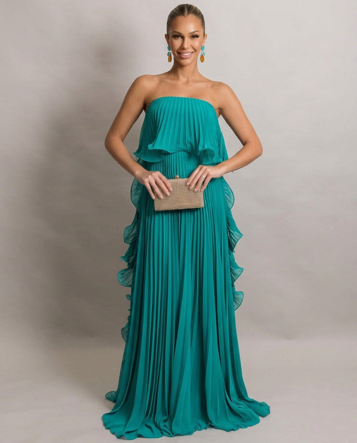 Elyreth — Off-Shoulder Pleated Frill Maxi