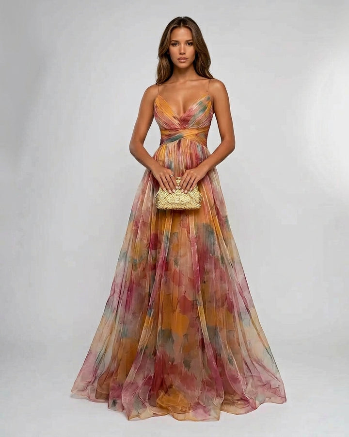 Elyvia — Pleated Floral Maxi