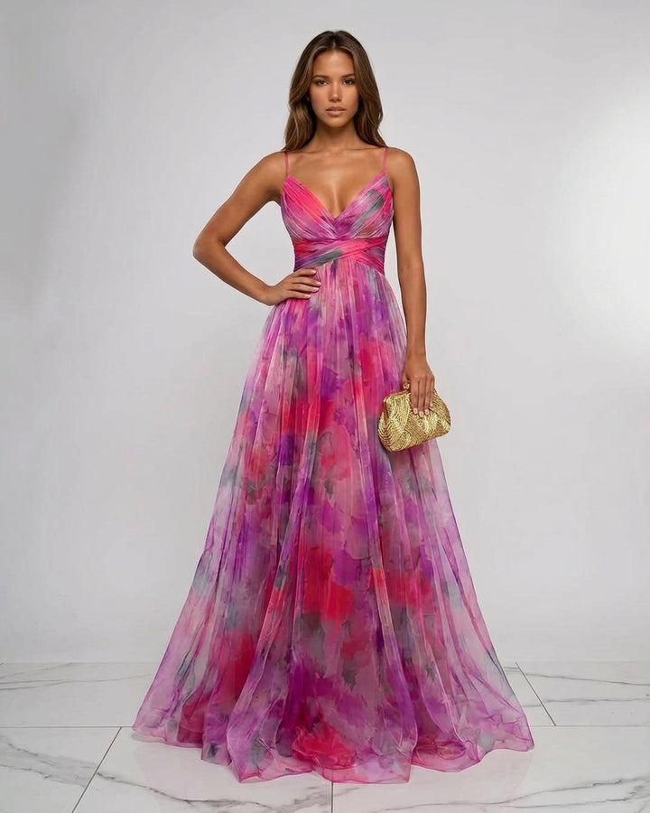 Elyvia — Pleated Floral Maxi