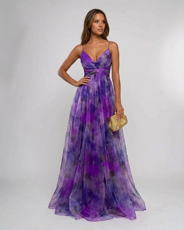 Elyvia — Pleated Floral Maxi