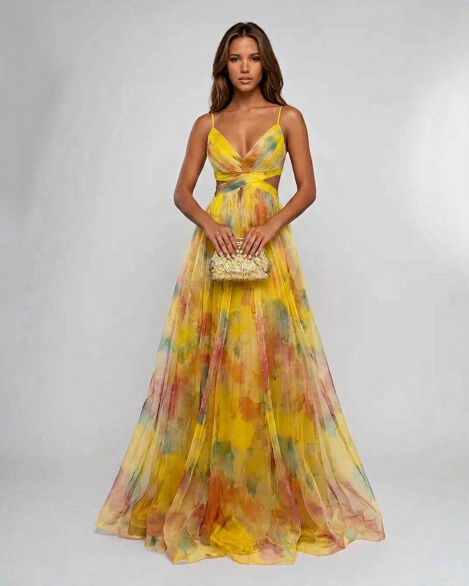 Elyvia — Pleated Floral Maxi