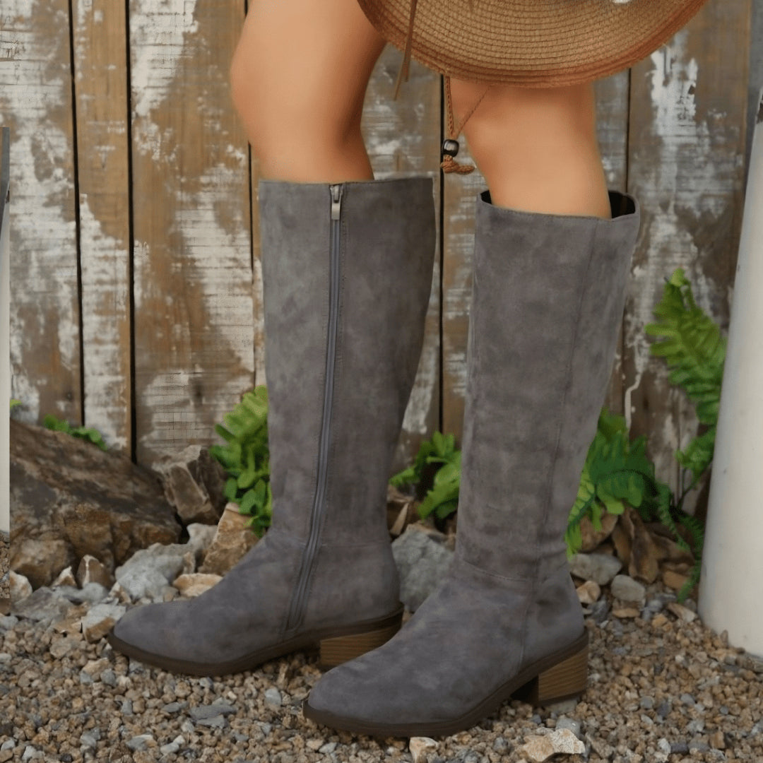 Emmelelle | Women's Wide Calf Knee High Boots — Grey