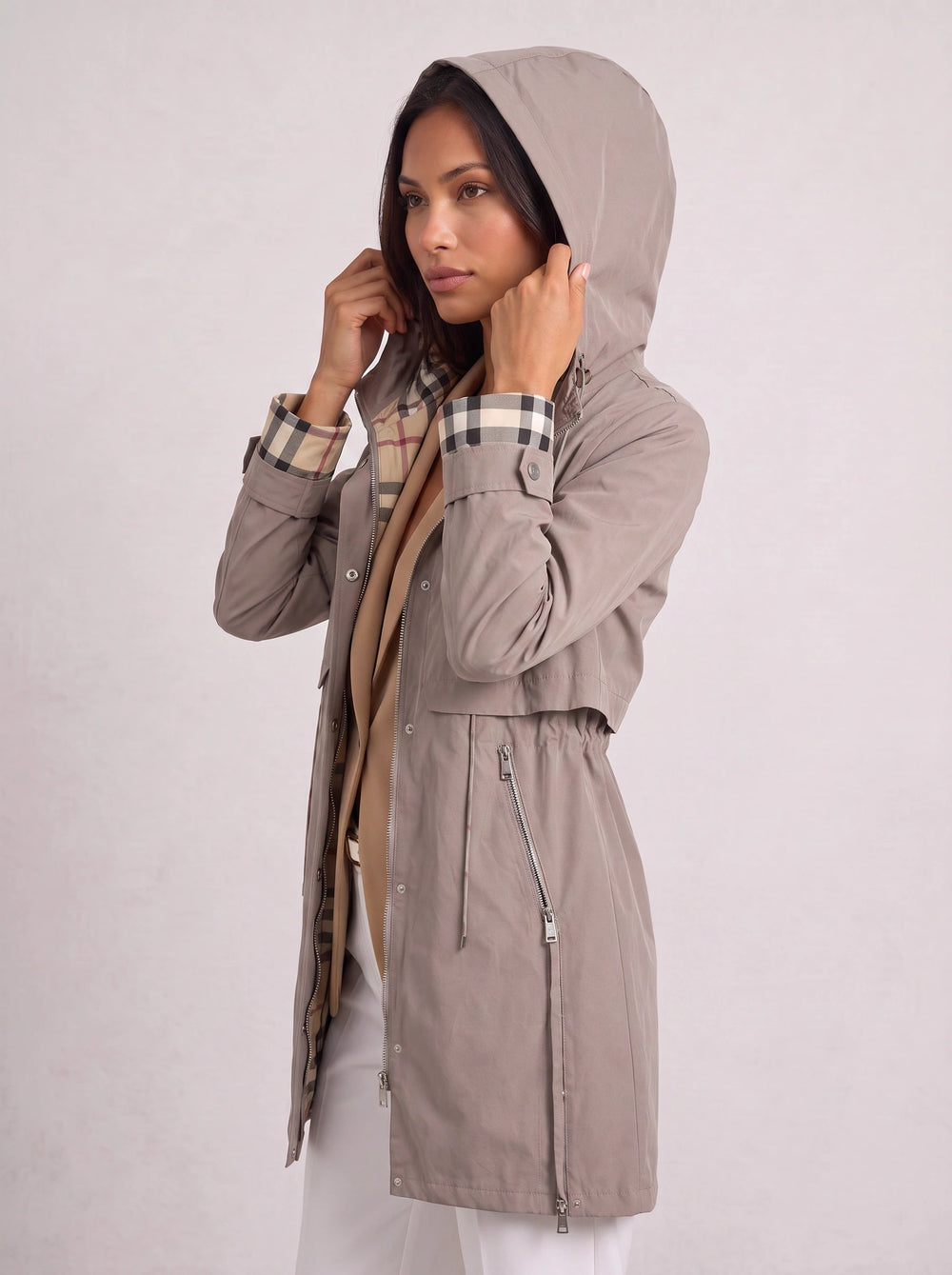 Emmelique | Women's Hooded Longline Parka – Lightweight Zip Up Jacket Casual Outdoor Trench Coat — 2
