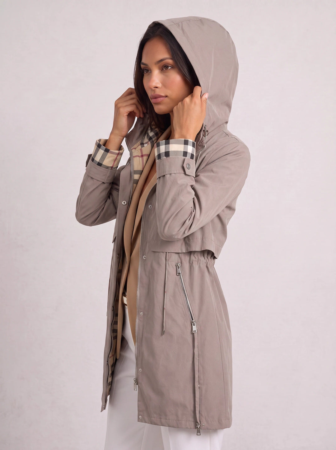 Emmelique | Women's Hooded Longline Parka – Lightweight Zip Up Jacket Casual Outdoor Trench Coat — 2