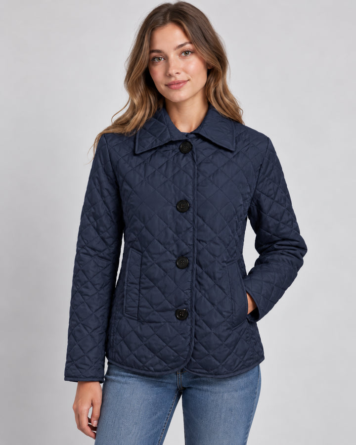 Emmelissa | Women's Quilted Button-Up Jacket Lightweight Transitional Wear — Blue