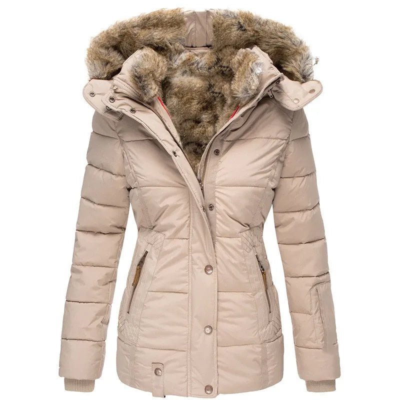 Esmebelle | Women's Casual Stretch warm Coat with Fur Lining Tops — Beige