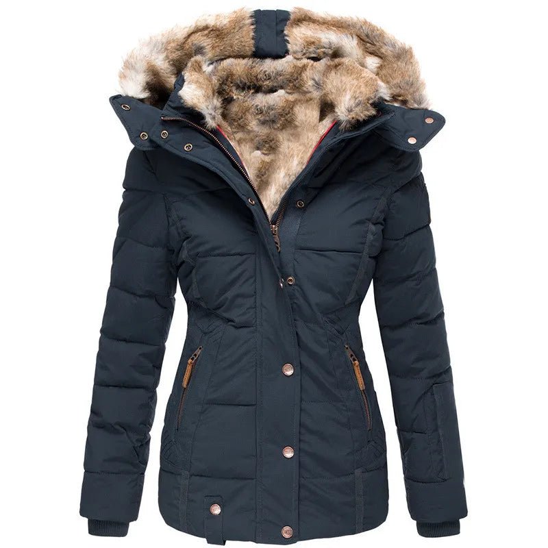 Esmebelle | Women's Casual Stretch warm Coat with Fur Lining Tops — Blue