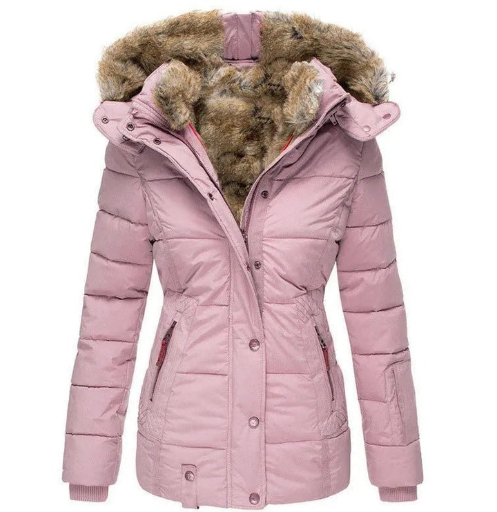 Esmebelle | Women's Casual Stretch warm Coat with Fur Lining Tops — Pink