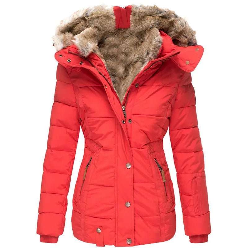 Esmebelle | Women's Casual Stretch warm Coat with Fur Lining Tops — Red